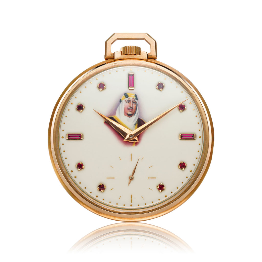 PATEK PHILIPPE PINK GOLD, ENAMEL AND RUBY OPEN FACE POCKET WATCH, REF. 600/1R
