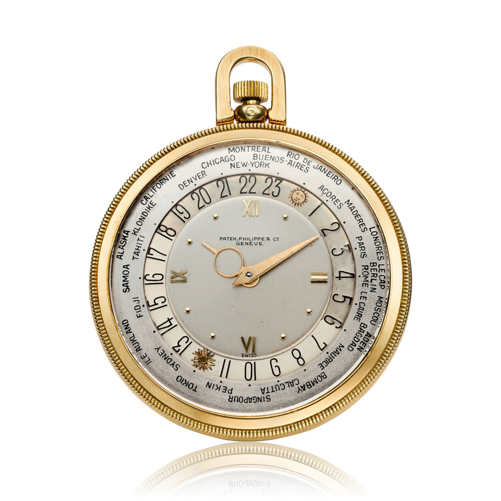 PATEK PHILIPPE YELLOW GOLD WORLD TIME POCKET WATCH REF. 605HU
