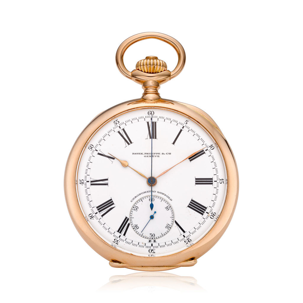 PATEK PHILIPPE "CHRONOMETRO GONDOLO" ROSE GOLD CHRONOGRAPH POCKET WATCH
