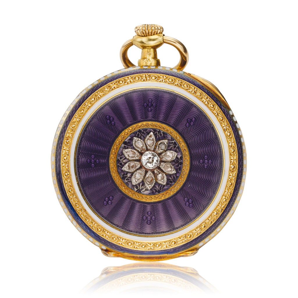 PATEK PHILIPPE DIAMOND AND ENAMEL PENDANT WATCH