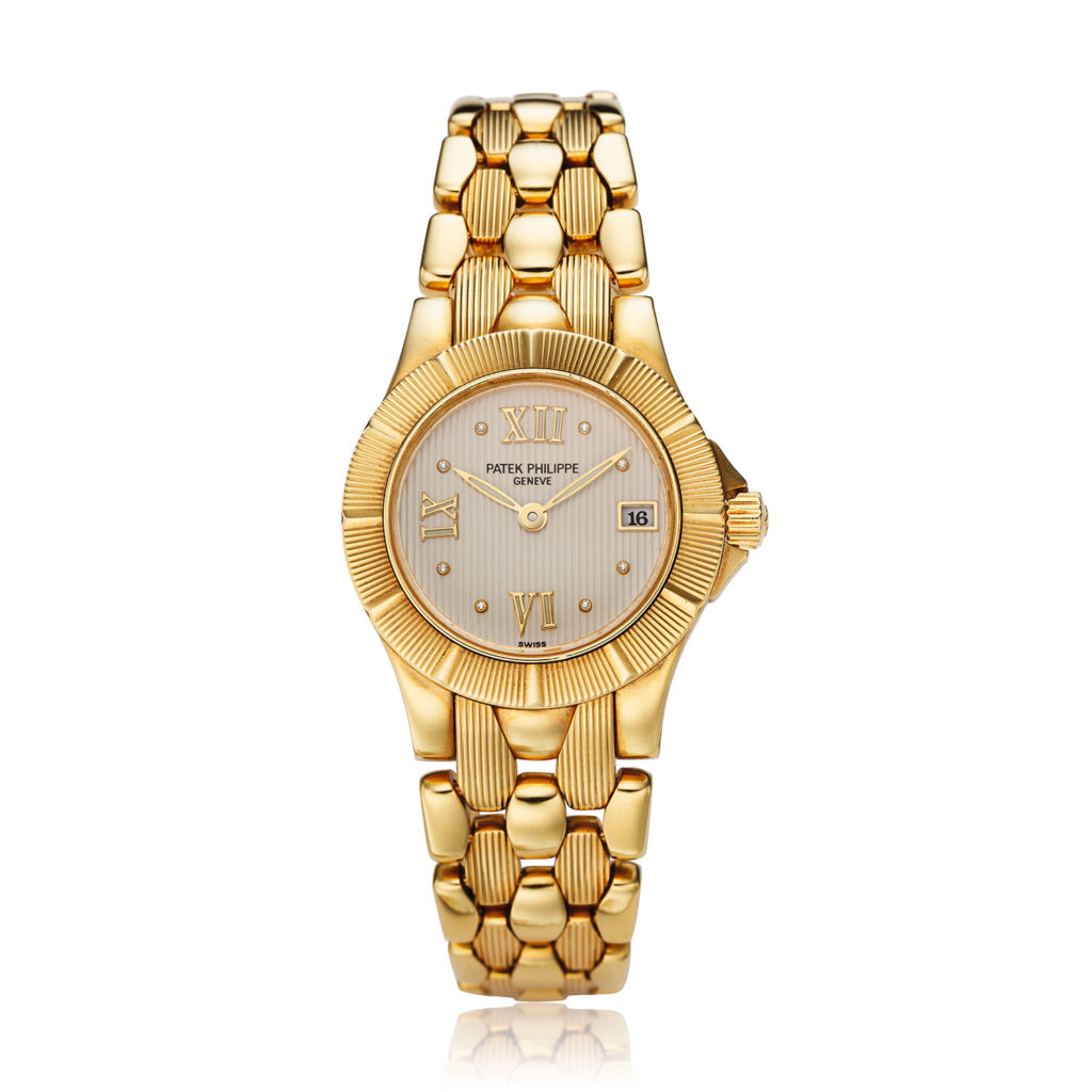 PATEK PHILIPPE YELLOW GOLD AND DIAMOND LADIES ‘NEPTUNE’ BRACELET WATCH REF. 4880/1J