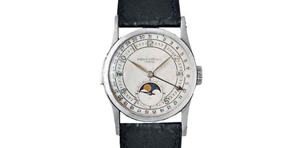 First Patek Philippe minute repeater wristwatch with perpetual calendar and moon phase.