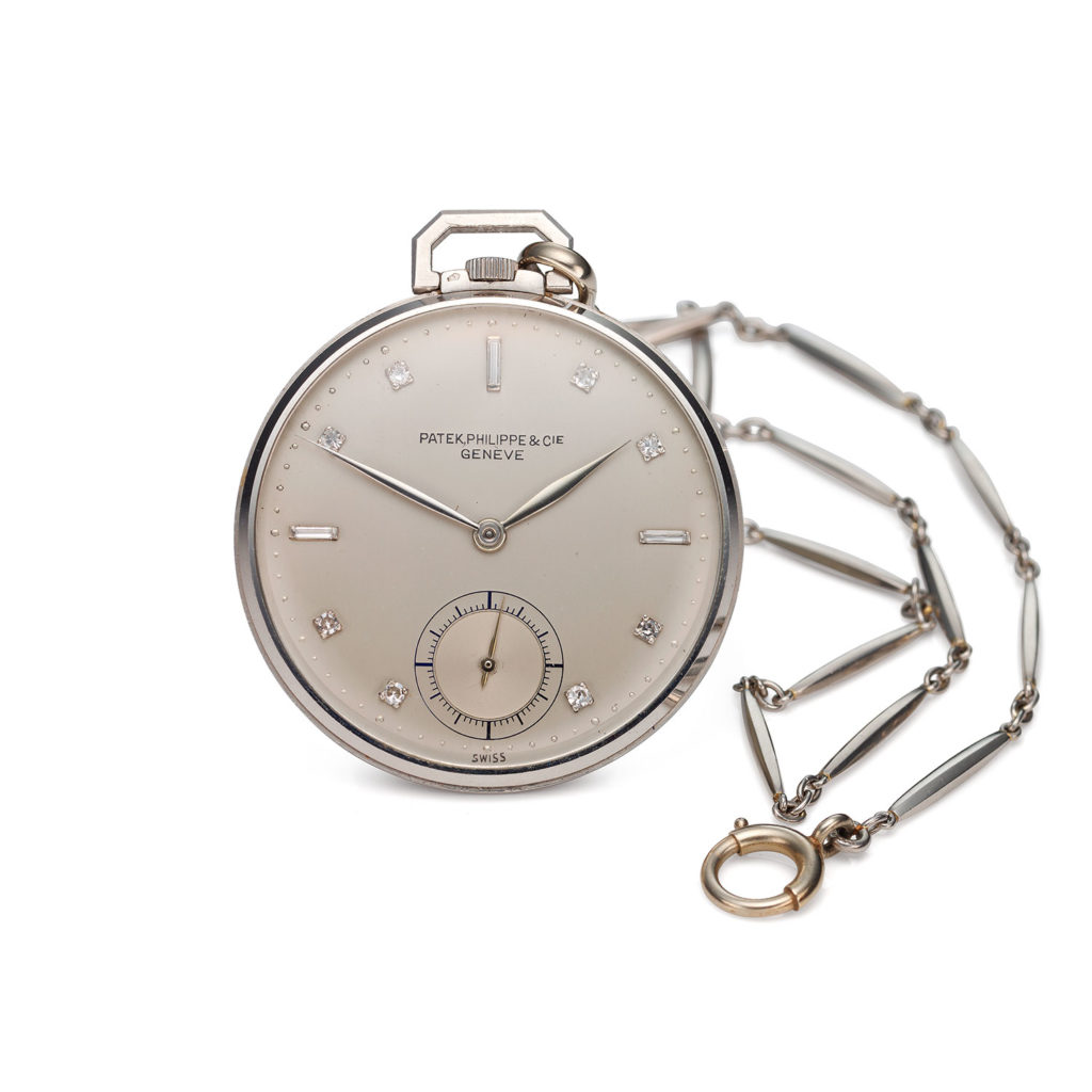 A HISTORICALLY IMPORTANT PATEK PHILIPPE PLATINUM AND DIAMOND POCKET WATCH, REF. 600P