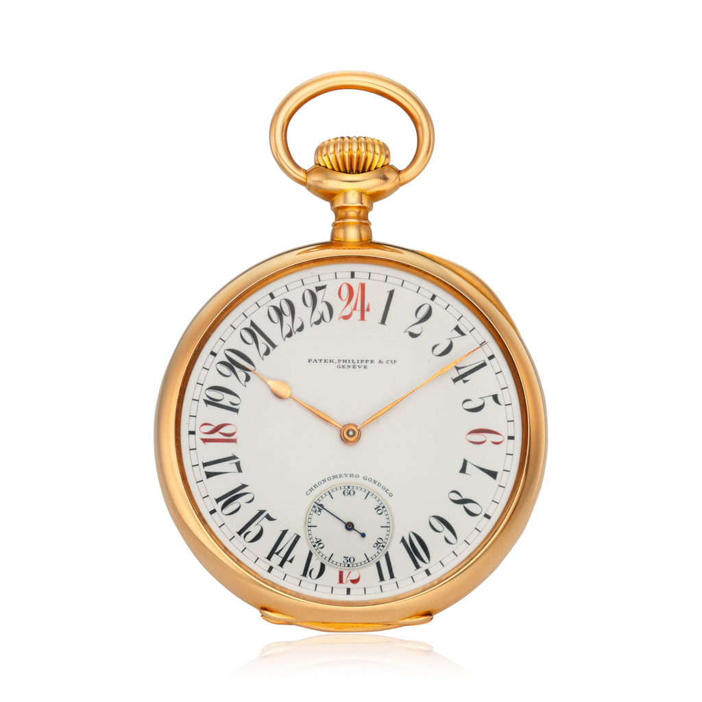 PATEK PHILIPPE “CHRONOMETRO GONDOLO” ROSE GOLD 24 HOUR POCKET WATCH