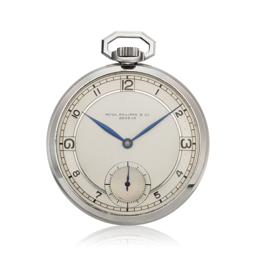 PATEK PHILIPPE STEEL ART DECO POCKET WATCH, REF 609A