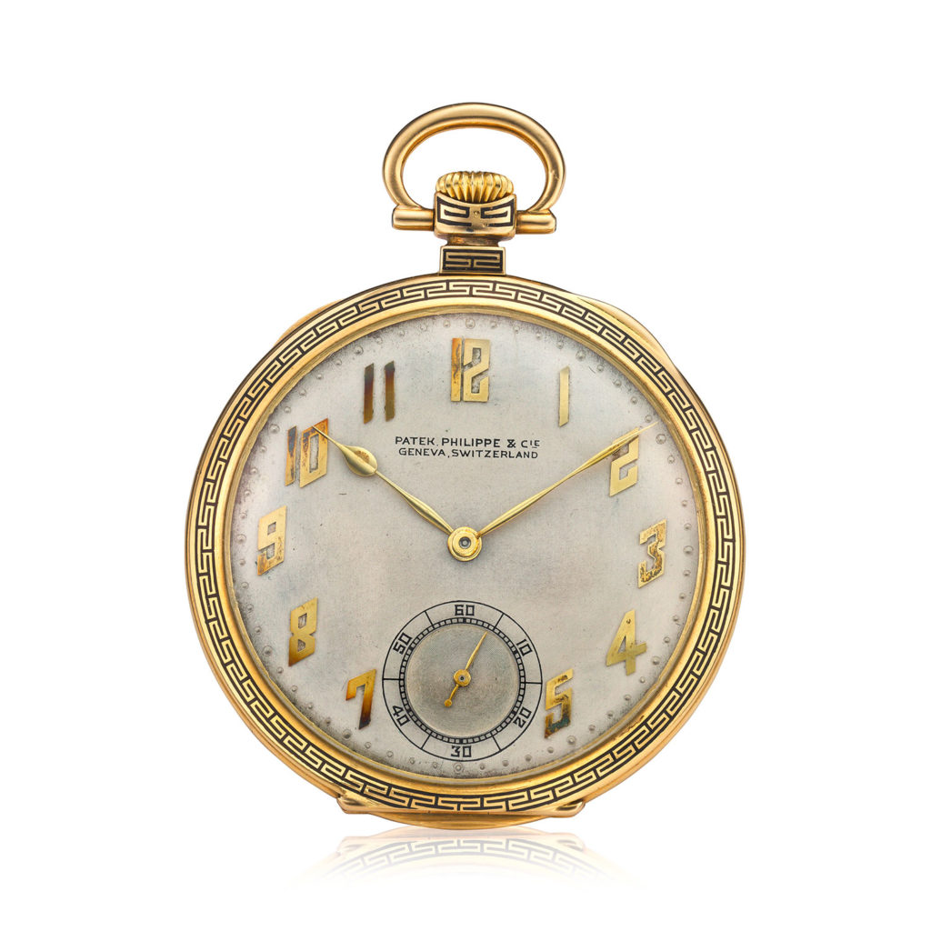 PATEK PHILIPPE YELLOW GOLD AND ENAMEL POCKET WATCH