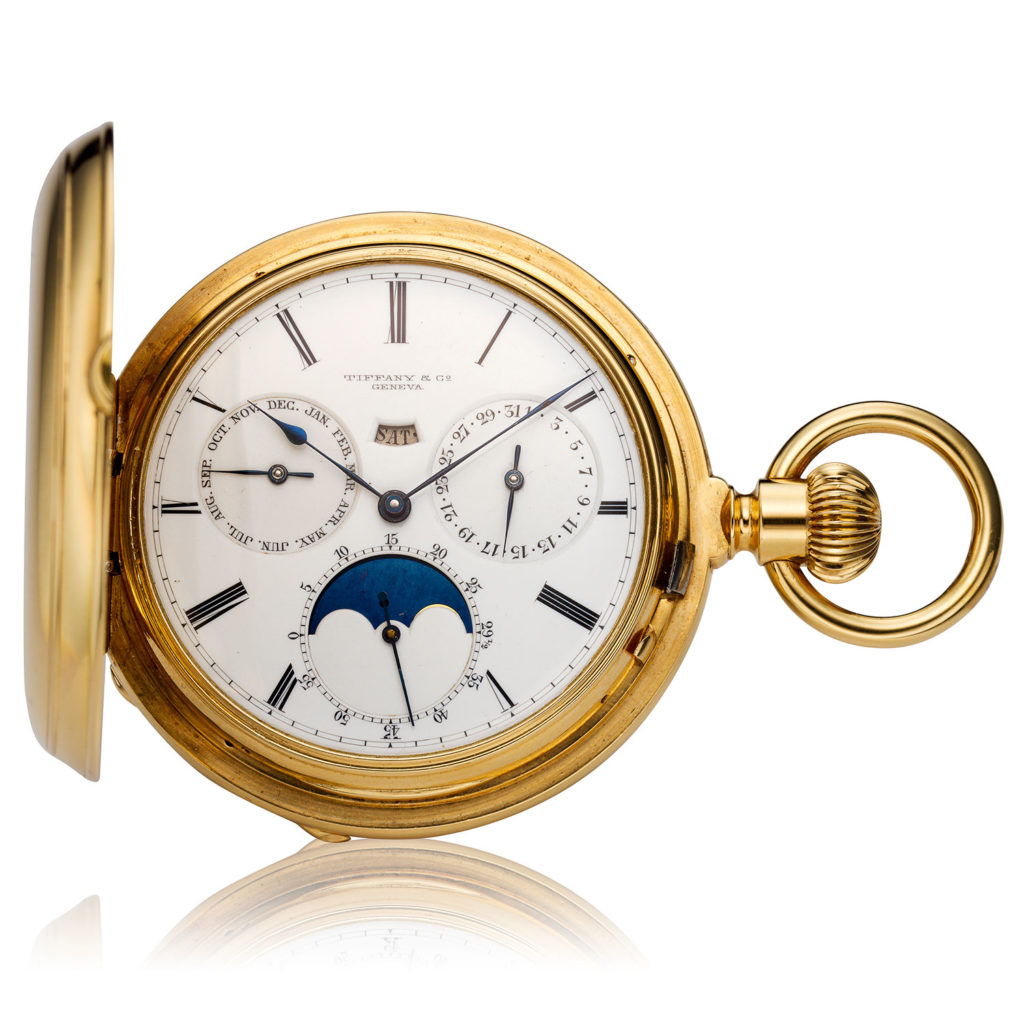 TIFFANY & CO HUNTING CASE PERPETUAL CALENDAR POCKET WATCH