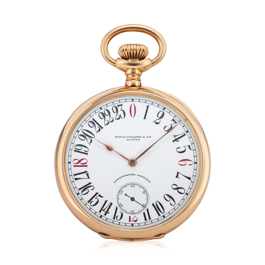 PATEK PHILIPPE “CHRONOMETRO GONDOLO” ROSE GOLD 24 HOUR POCKET WATCH
