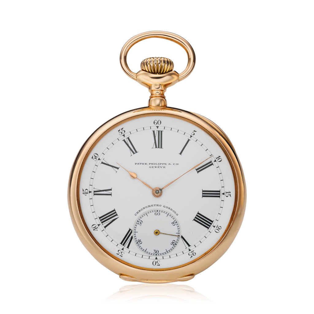 PATEK PHILIPPE ‘CHRONOMETRO GONDOLO’ POCKET WATCH WITH BOX AND CERTIFICATE
