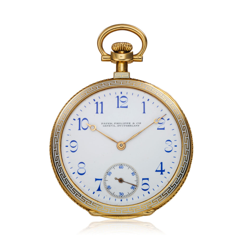 PATEK PHILIPPE YELLOW GOLD AND ENAMEL POCKET WATCH
