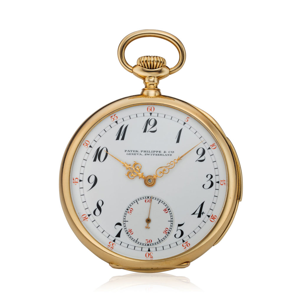 PATEK PHILIPPE MINUTE REPEATING POCKET WATCH WITH BOX AND CERTIFICATE
