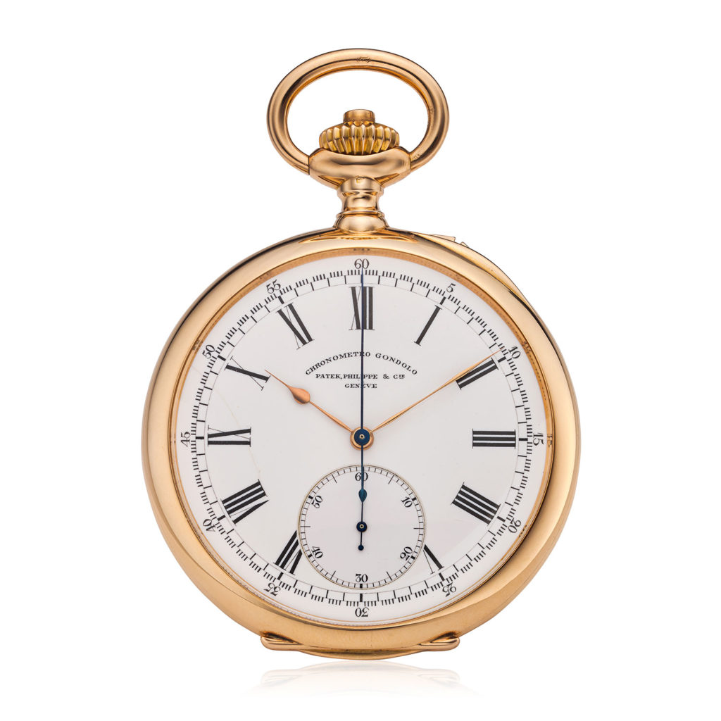 PATEK PHILIPPE “CHRONOMETRO GONDOLO” GOLD CHRONOGRAPH POCKET WATCH