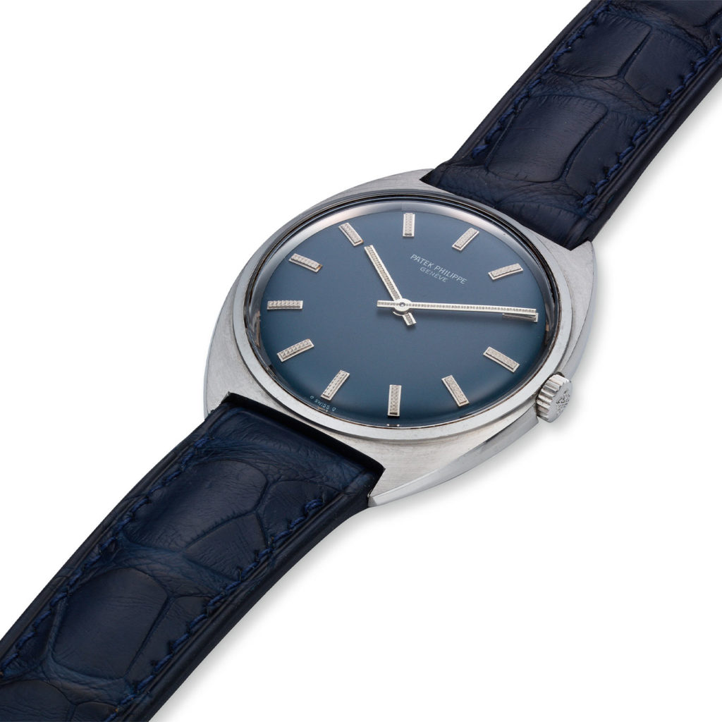 PATEK PHILIPPE STEEL TONNEAU SHAPED WRISTWATCH