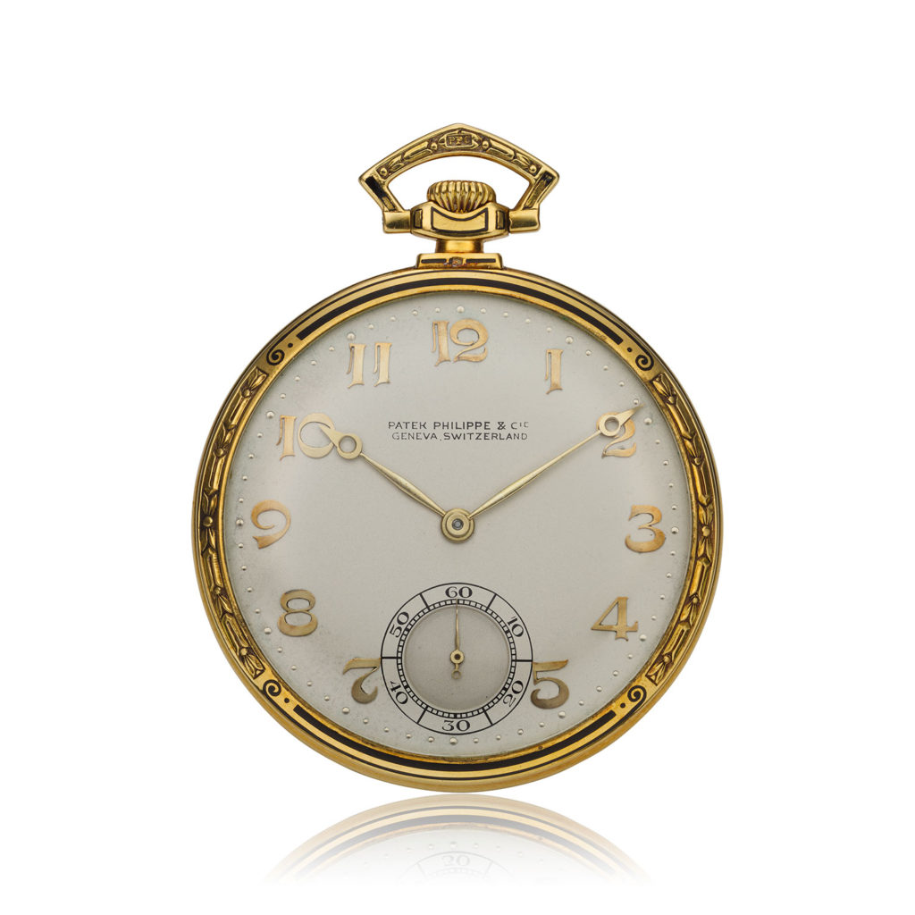 PATEK PHILIPPE YELLOW GOLD AND ENAMEL POCKET WATCH