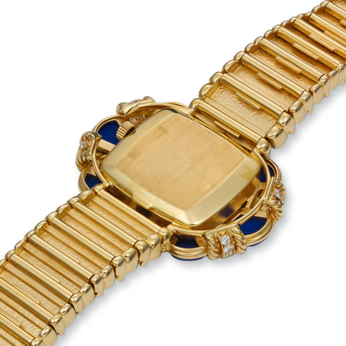 PATEK PHILIPPE YELLOW GOLD, DIAMOND AND LAPIS LAZULI BRACELET ELLIPSE WITH MATCHING EARRINGS AND RING, REF. 4361/3J