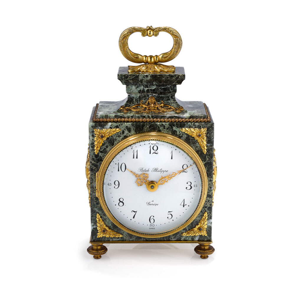 PATEK PHILIPPE GILDED BRONZE AND MARBLE CLOCK, REF. 1310