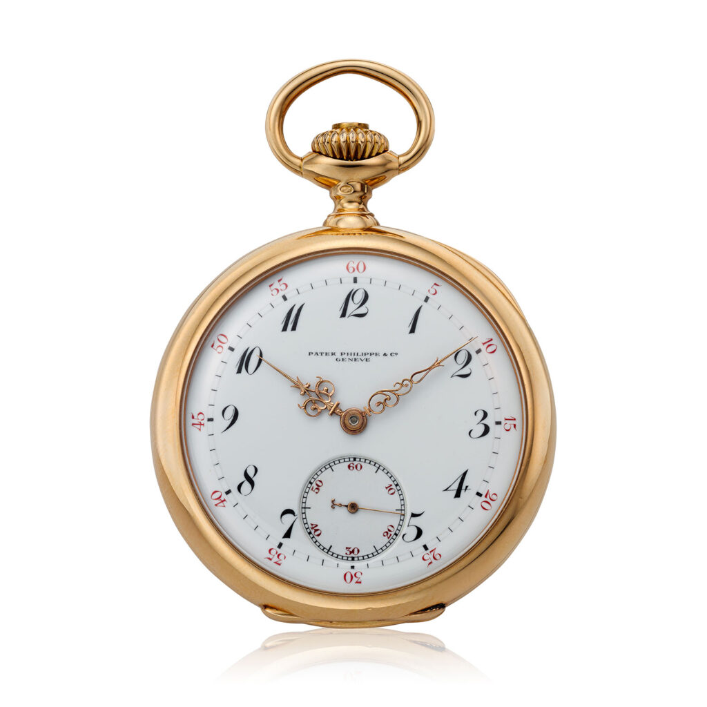 PATEK PHILIPPE TWO TRAIN TRIP REPEATING POCKET WATCH, RETAILED BY SPAULDING & CO., PARIS