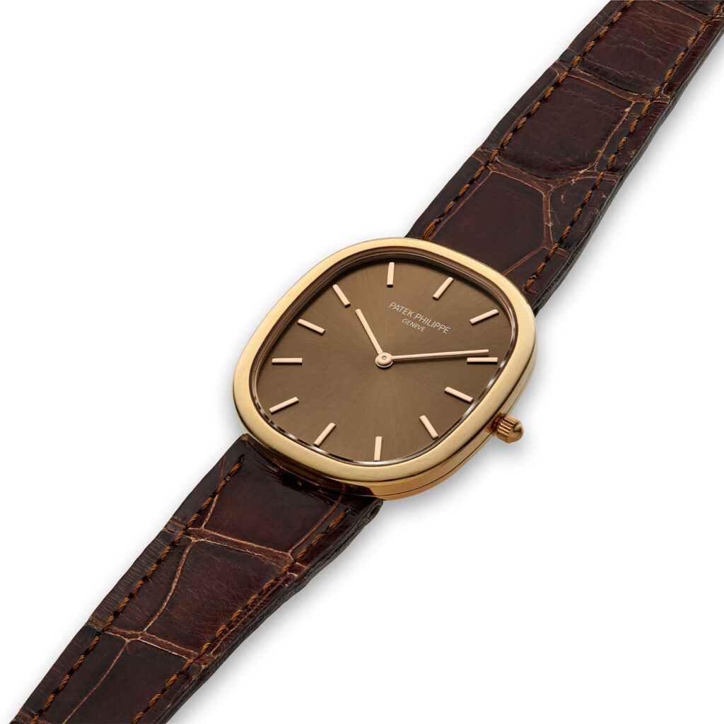 PATEK PHILIPPE ROSE GOLD ELLIPSE WITH BROWN GOLD DIAL, REF. 3738/100R