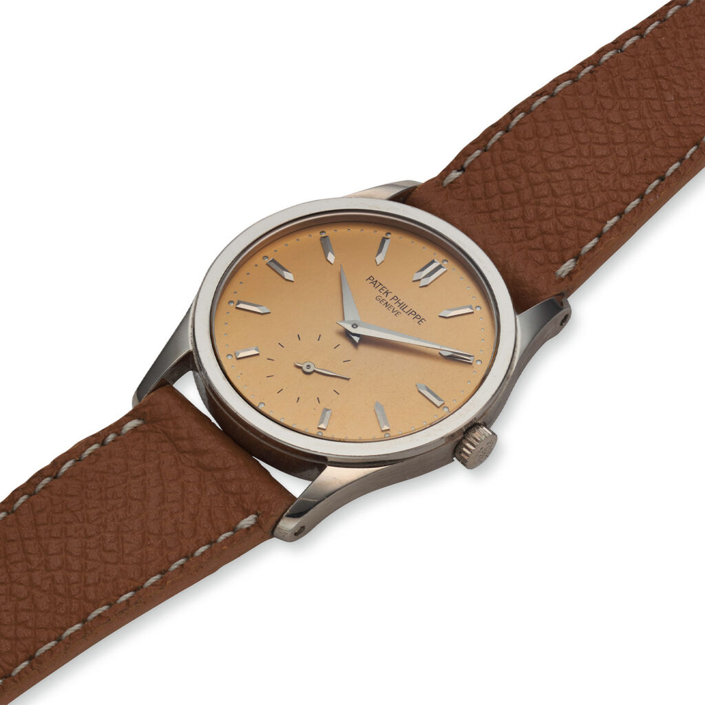 PATEK PHILIPPE WHITE GOLD MANUAL CALATRAVA WITH ROSE DIAL AND SAPPHIRE BACK, REF. 3796S