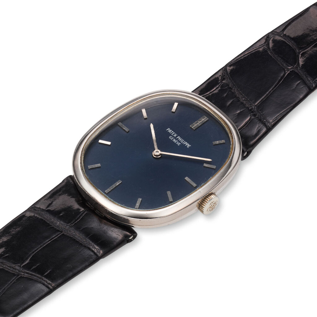 PATEK PHILIPPE WHITE GOLD ELLIPSE WRISTWATCH WITH BLUE DIAL, REF. 3548G