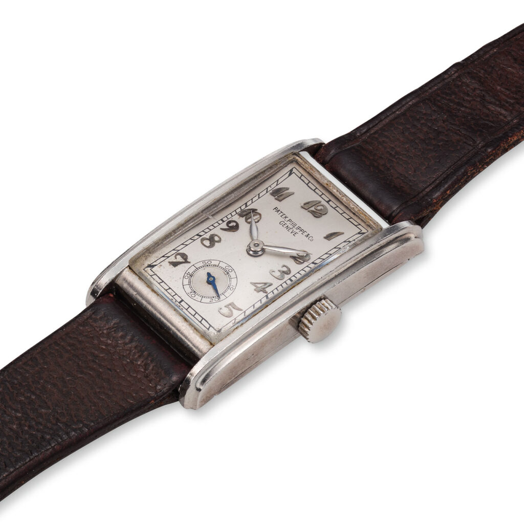 PATEK PHILIPPE RECTANGULAR PLATINUM WRISTWATCH