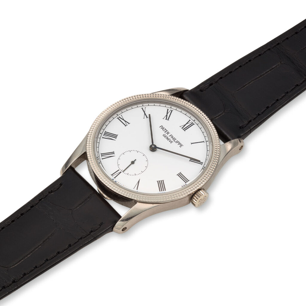 PATEK PHILIPPE WHITE GOLD HOBNAIL CALATRAVA WRISTWATCH  REF. 3796D