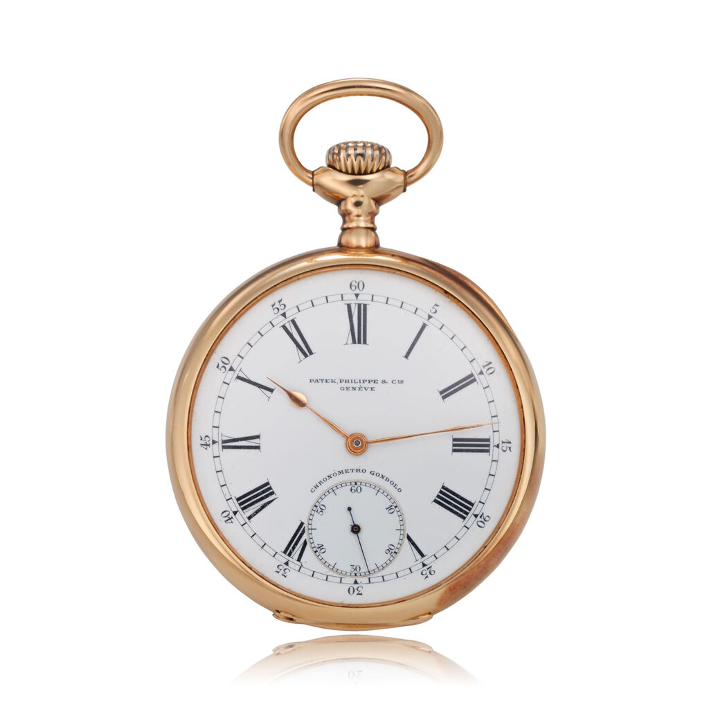 PATEK PHILIPPE ‘CHRONOMETRO GONDOLO’ POCKET WATCH WITH BOX AND CERTIFICATE