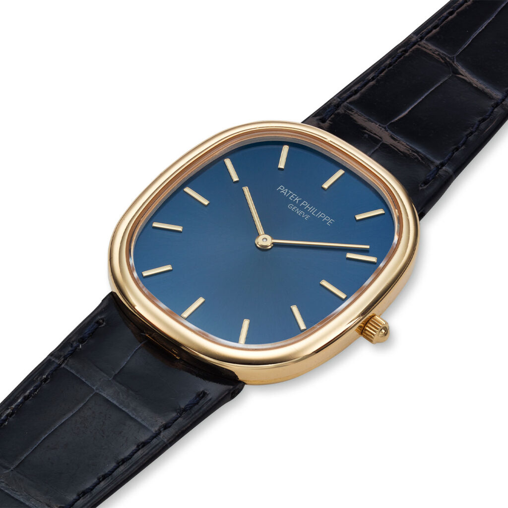 PATEK PHILIPPE ELLIPSE WRISTWATCH WITH BLUE DIAL, REF. 3738/100J