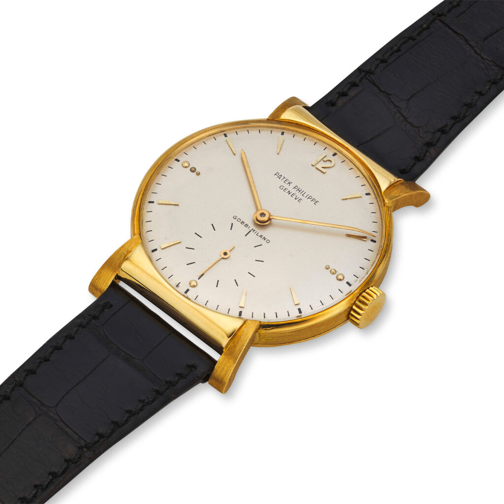 PATEK PHILIPPE YELLOW GOLD TIME ONLY WITH UNUSUAL HALF HOODED LUGS, REF. 1584J