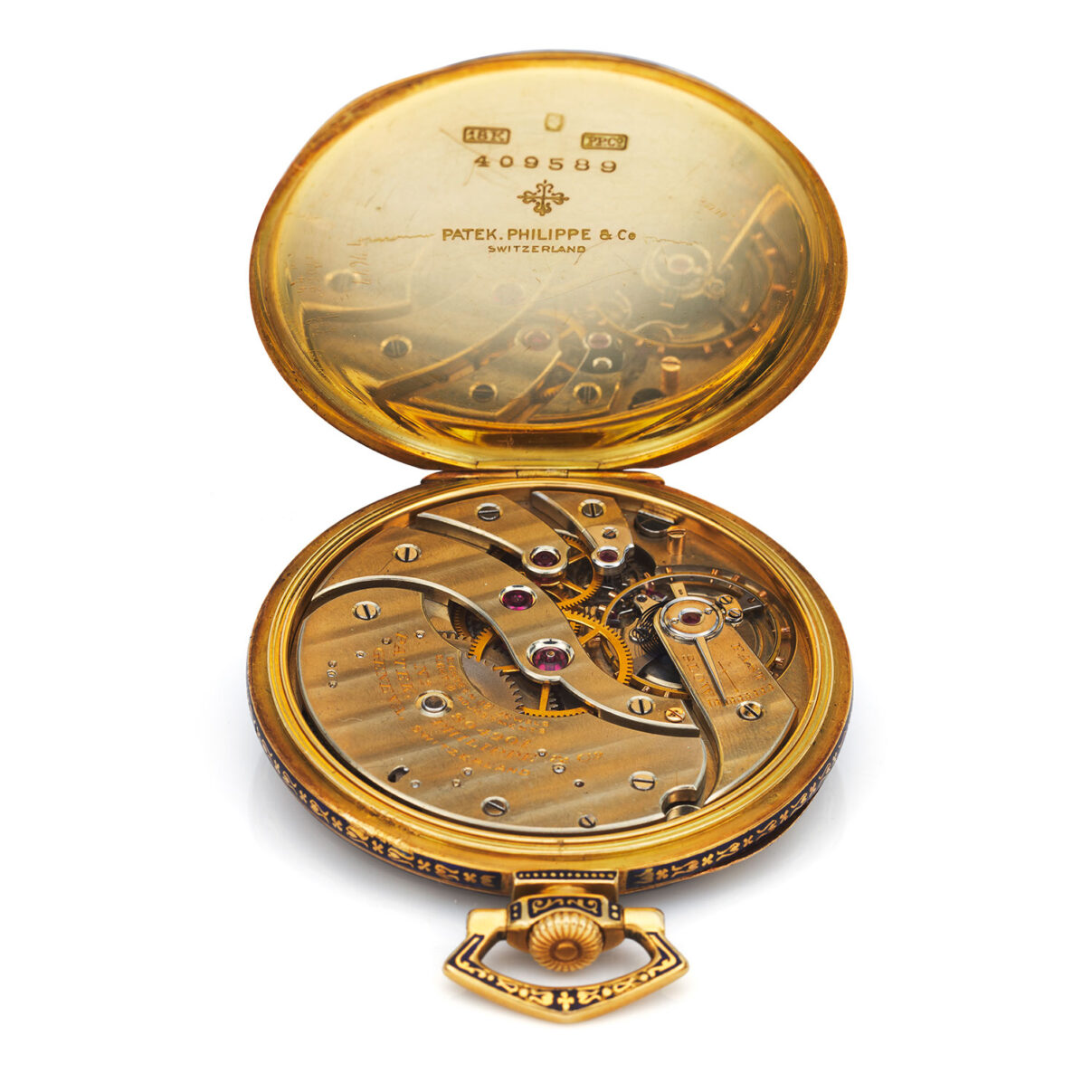 PATEK PHILIPPE YELLOW GOLD AND BLUE ENAMEL POCKET WATCH - Collectability