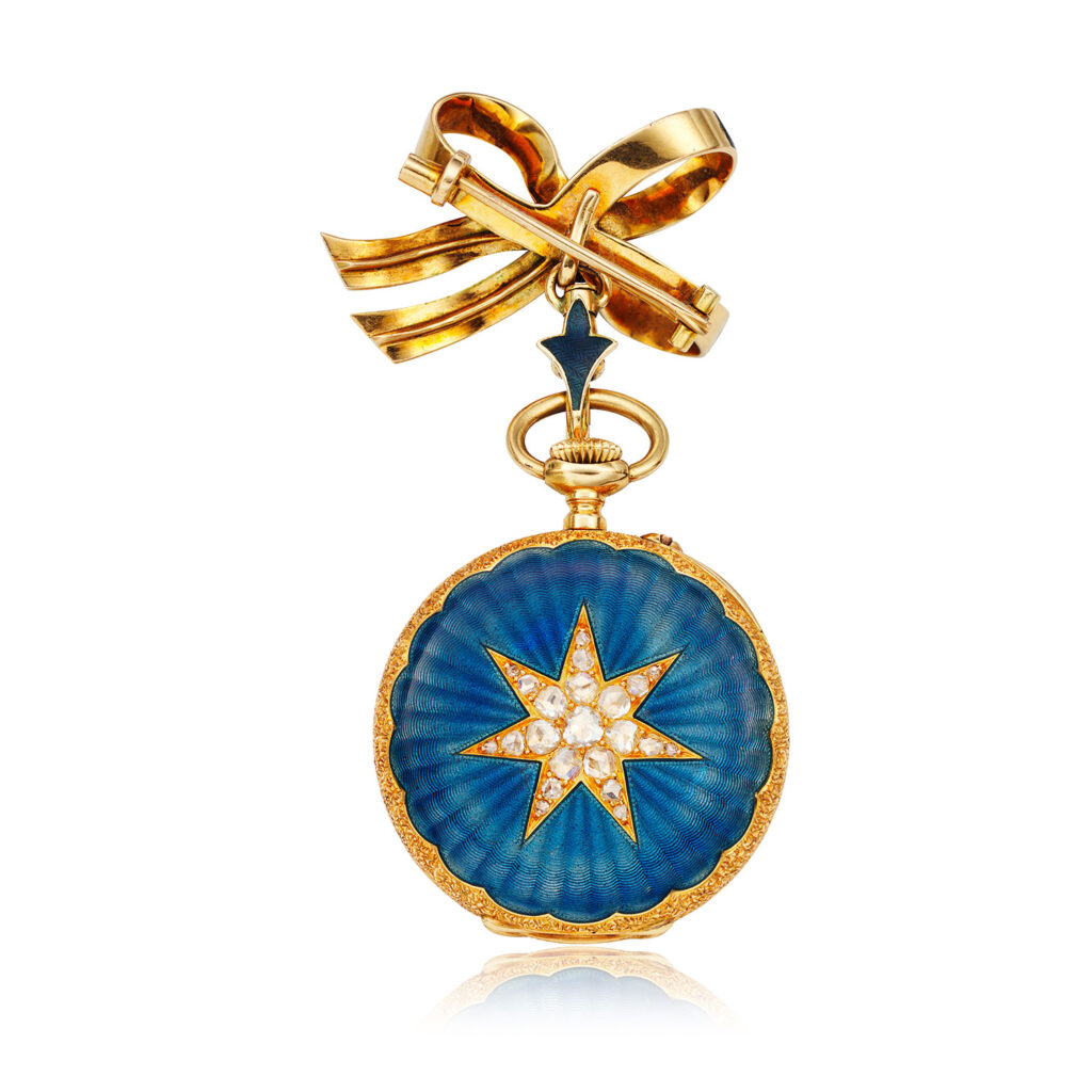 PATEK PHILIPPE GOLD AND ENAMEL PENDANT WATCH