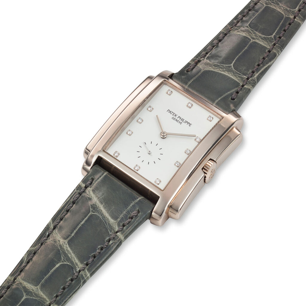 PATEK PHILIPPE WHITE GOLD AND DIAMOND RECTANGULAR WRISTWATCH REF. 5024G