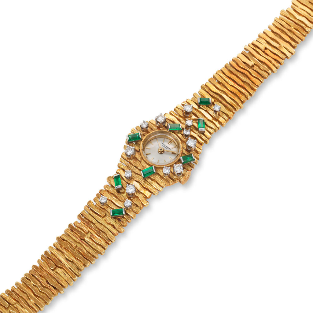 PATEK PHILIPPE YELLOW GOLD, DIAMOND AND EMERALD GILBERT ALBERT REF. 3289/24J