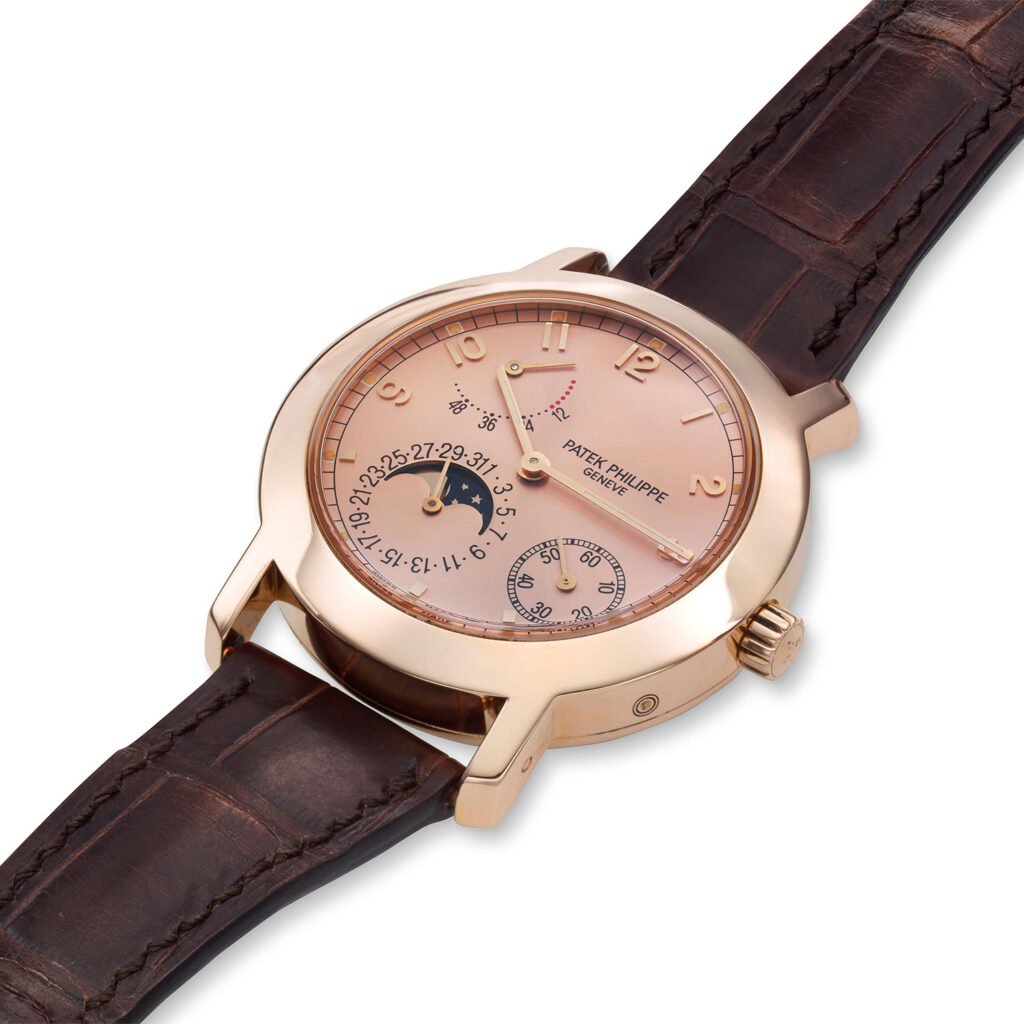 PATEK PHILIPPE ROSE GOLD MOONPHASE POWER RESERVE REF. 5055R WITH ROSE DIAL