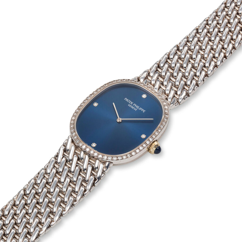PATEK PHILIPPE WHITE GOLD AND DIAMOND ELLIPSE BRACELET WATCH, REF. 3849/17G