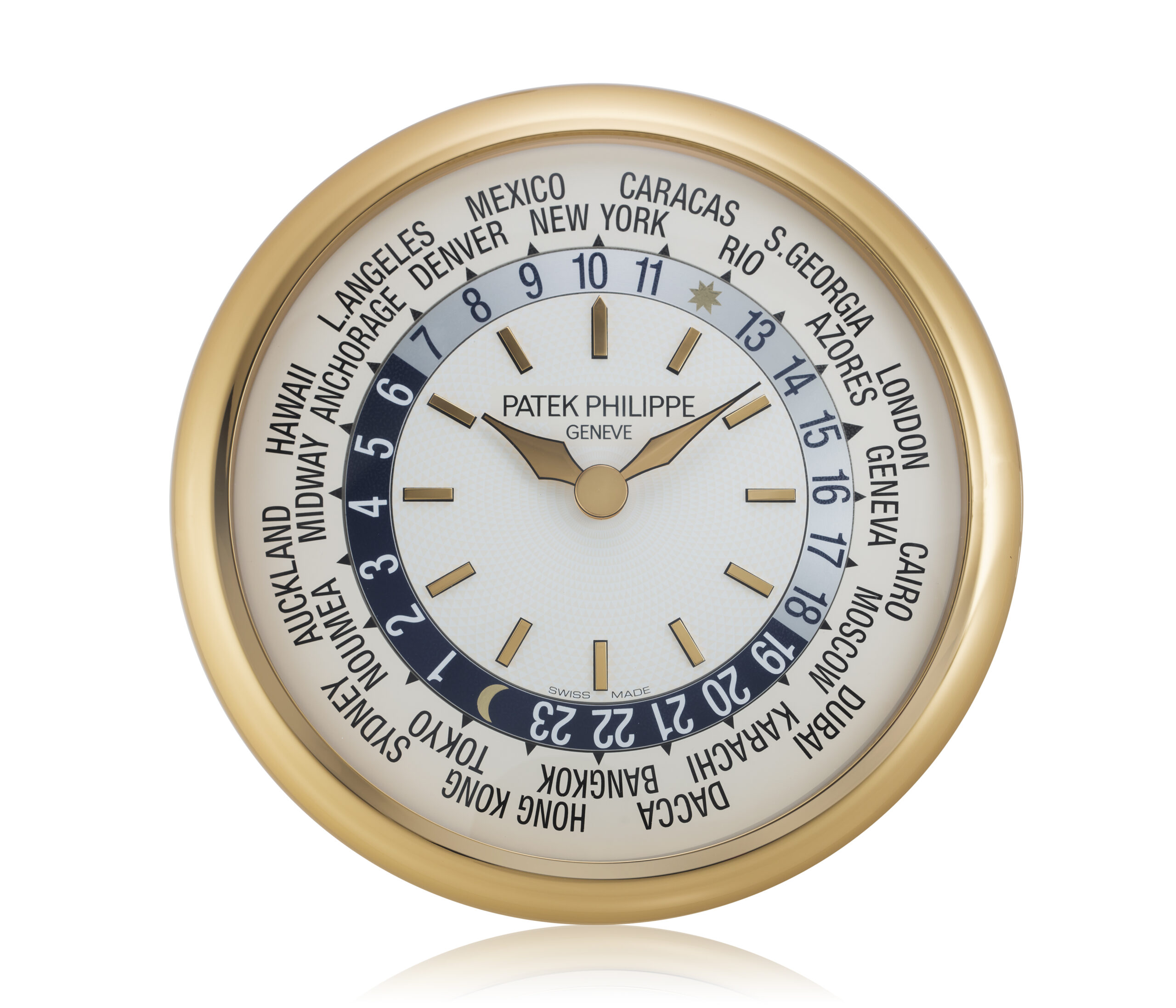 PATEK PHILIPPE GILT METAL WORLDTIME CLOCK