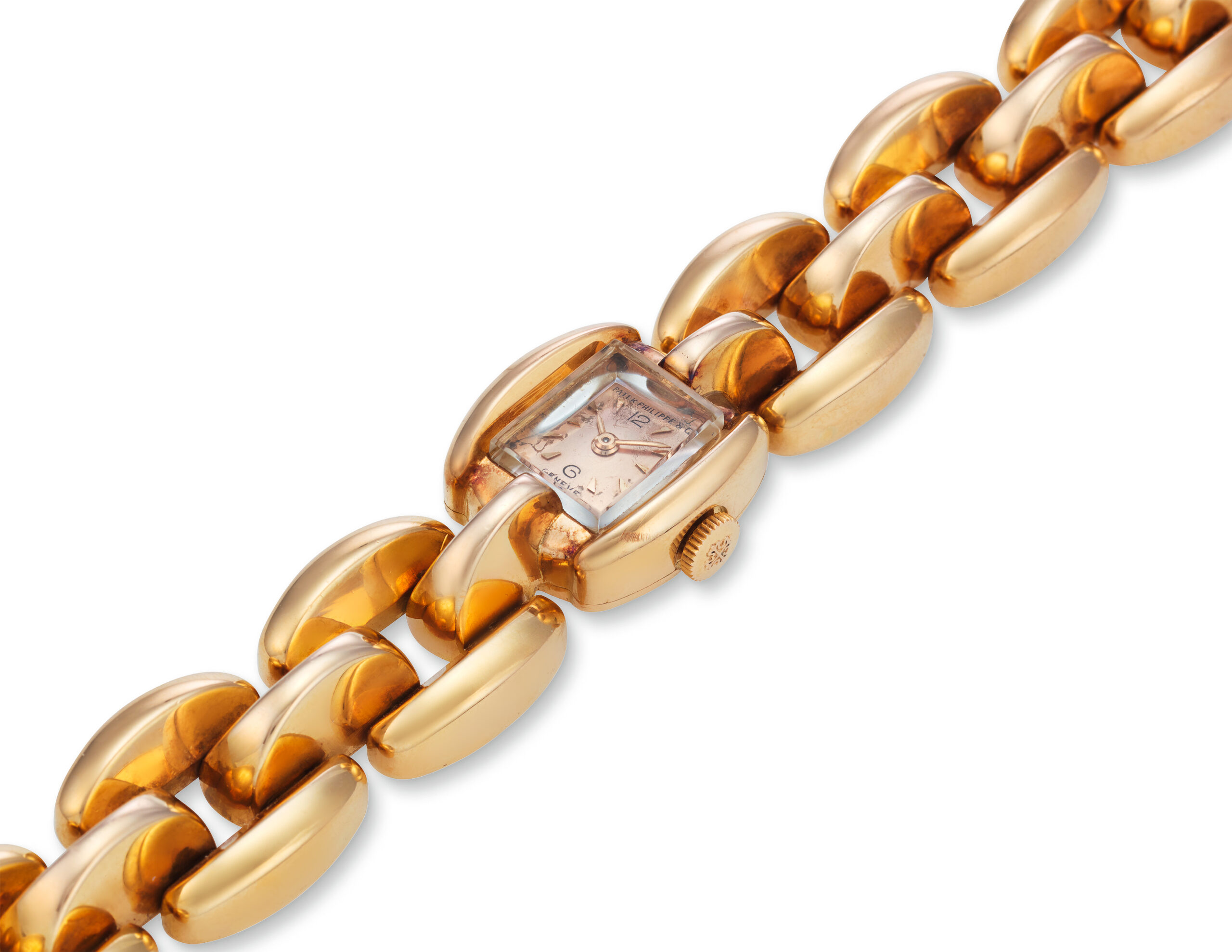 RARE AND HEAVY PATEK PHILIPPE ROSE GOLD LADIES BRACELET WATCH