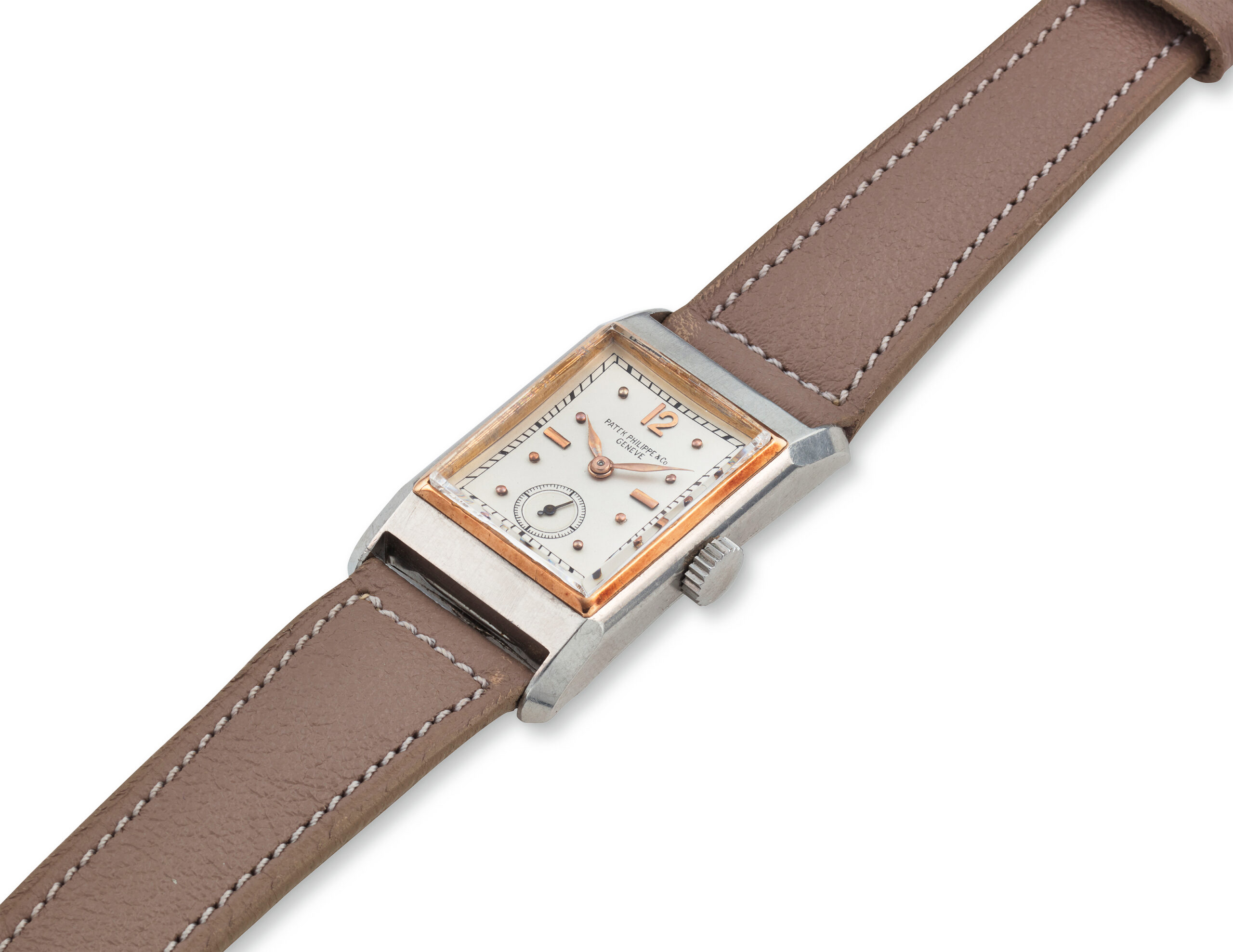 PATEK PHILIPPE TWO-TONE RECTANGULAR WRISTWATCH, REF. 466/1AR