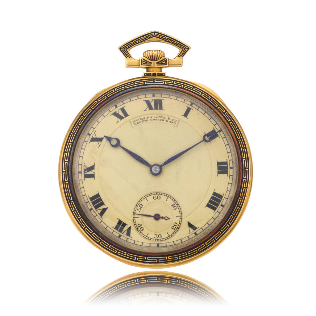 PATEK PHILIPPE YELLOW GOLD AND ENAMEL POCKET WATCH