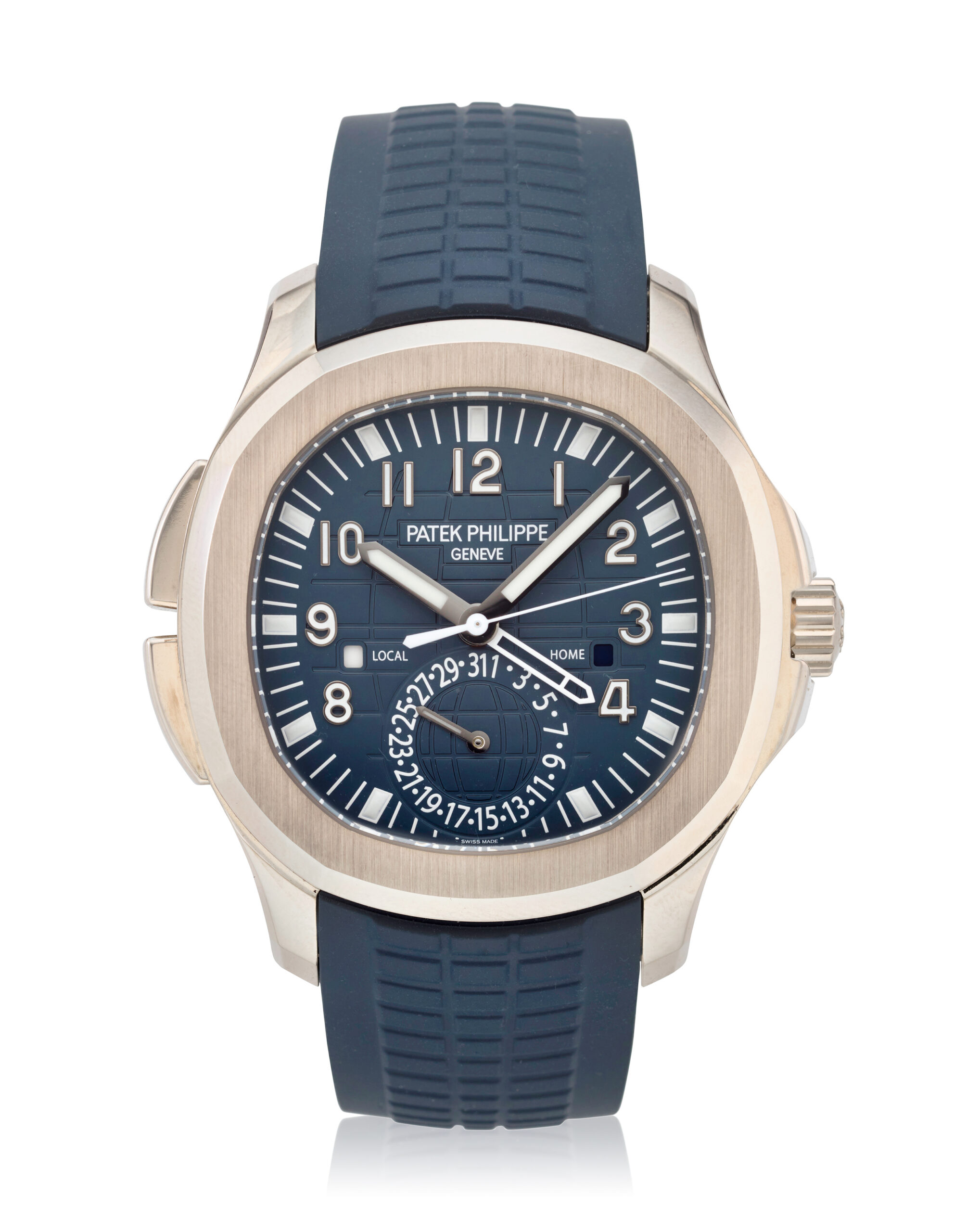 PATEK PHILIPPE WHITE GOLD AQUANAUT TRAVEL TIME WITH BLUE-GRAY DIAL, REF. 5164G-001