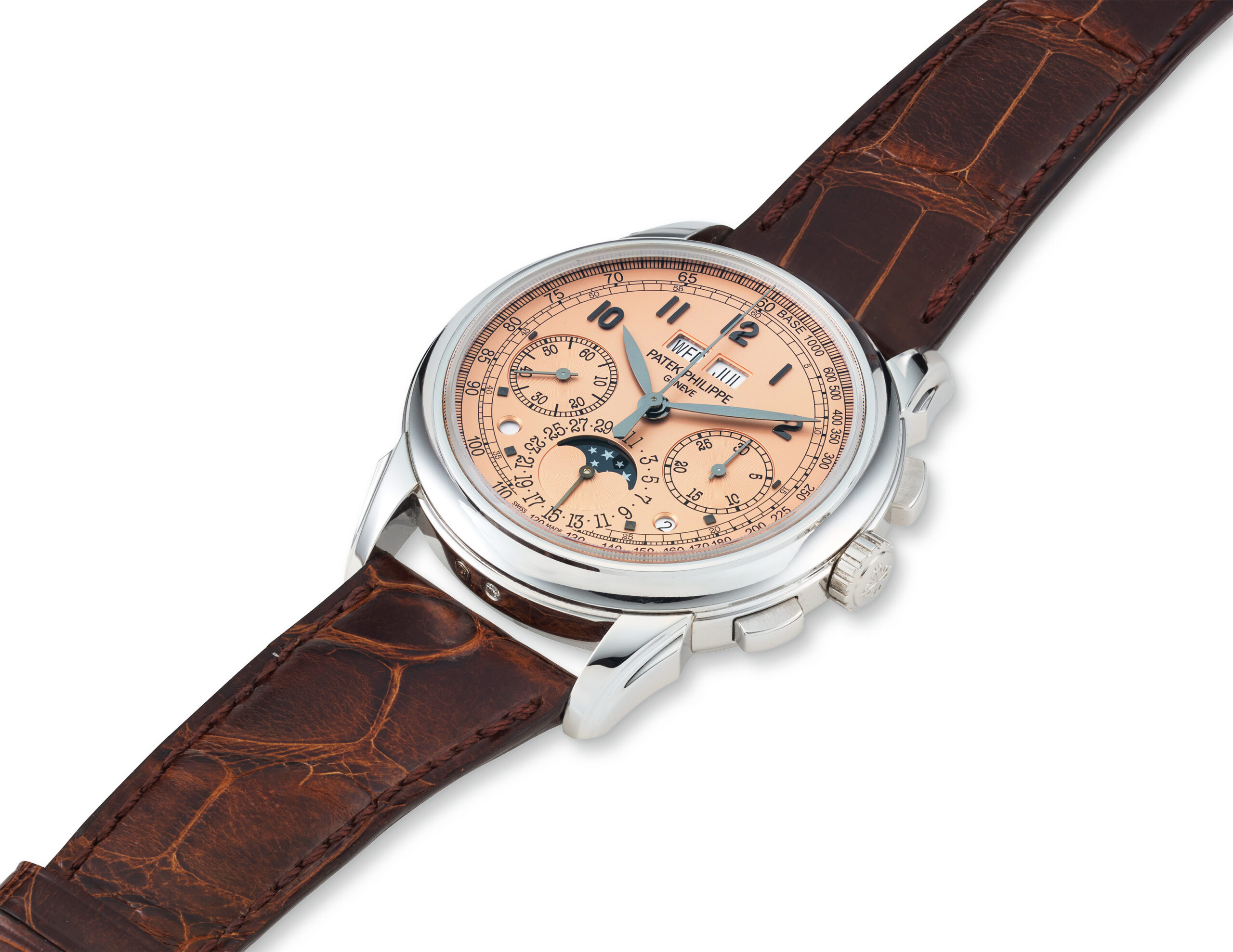 PATEK PHILIPPE PLATINUM PERPETUAL CALENDAR CHRONOGRAPH WITH SALMON DIAL, REF. 5270P-001